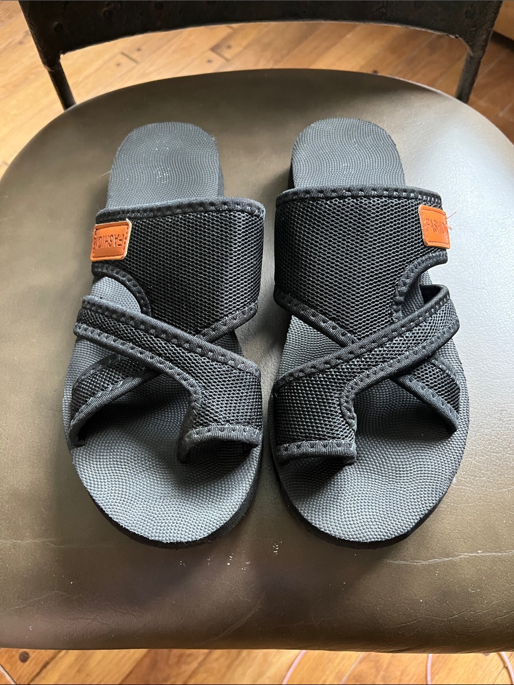 Black Women’s Slide Sandals with Cross Straps
